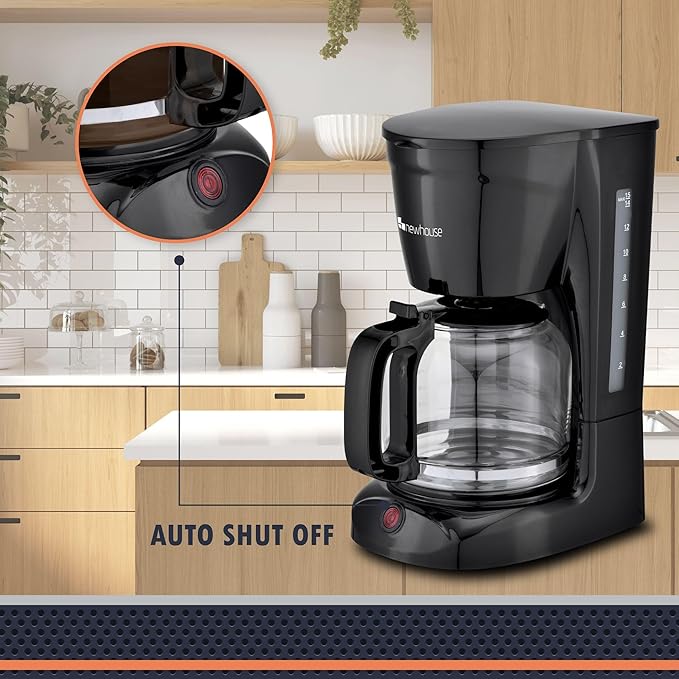 Newhouse Electric Coffee Machine NHCM-001-12, 12-Cup Coffee Maker with Auto Shut Off, Electric Pot with Metal Mesh Coffee Filter Basket, ETL Certified for Hospitality and Residential Use