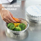 CURTA 50 Pack 7" Disposable Aluminum Foil Pans with Paper Lids | Great for Broiling, Baking, Storage, Roasting, Takeout, Air Fryer