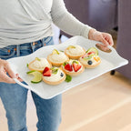 17" x 11" Melamine Large Plastic Serving Platters and Trays with Handles, Rectangular Serving Trays for Food, Dishes, Party - 3 Pcs