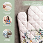 Maison d' Hermine Oven Gloves 100% Cotton Oven Mitt 7" x 13" with Loop Heat Resistant, BBQ, Cooking Gloves, Baking, Grilling, Kitchen, Handling Hot Pans (Pack of 1, Holly Time)