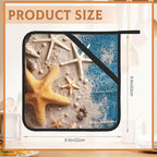 2 Pack Seashell Starfish Pot Holders for Kitchen Heat Resistant, Blue Wooden Beach Potholders for Kitchens Washable for Cooking & Baking & Microwave