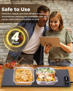 Warming Mat for Food - Space-Saving, Fits Two Baking Dishes, 7 Temp Settings, 4h Auto Shut-Off, Durable Silicone Surface, Easy to Clean, Perfect for Parties and Everyday Use (Gray, Medium)