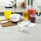 Restaurantware Measuring Cups, 8 Ounce Pack of 10 Conical Spout Baking Measuring Cups, Liquid Scaling Vessel with I-Beam Handle, Embossed Graduations, Clear, Break and Crack Resistant for Baking