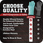 KITCHEN PERFECTION Silicone Smoker Oven Gloves -Extreme Heat Resistant BBQ Gloves -Handle Hot Food Right on Your Smoker Grill Fryer Pit|Waterproof Oven Mitts Grill Gloves |Superior Value Set+3 Bonuses
