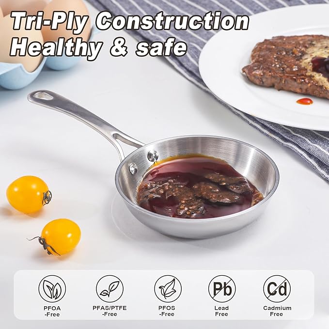 Mini Sauce Pan Butter Warmer Pot with Handle 18/10 Stainless Steel Small Pot for Melting Butter Heating Sauce Gravy & Oil (0.12Quart) - Silver