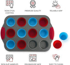 Boxiki Kitchen 12 Cup Mini Muffin Pan with Silicone Muffin Liners. Professional Cupcake Pan for Baking Muffin Mold, Mini Muffin Tin Non-Stick Steel Bakeware