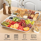 DELLING Large Serving Platter, 18" x 12.3" Serving Tray-Set of 2, White Platters for Serving Food, Serving Trays for Party, Fruit, Appetizer, Serving Trays for Entertaining at Parties and Weddings