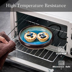 Ceramic Dinner Plates Set of 4, 6 Inch Large Porcelain Pasta and Salad Plates, Stoneware Plate Set for 4, Handmade Round Dishes for Home Decor, Microwave,Oven,and Dishwasher Safe, Blue