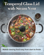 Cook N Home Nonstick Stockpot with Lid 10.5-Qt, Deep Cooking Pot Cookware Canning Stock Pot with Glass Lid, Black