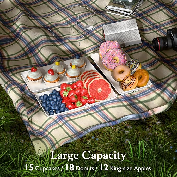 3 Tier Plastic Serving Tray for Party, 11.5" x 5.6" Platters for Serving Food, Microwave-Safe, White Reusable Trays with Black Metal Display Stand for Cupcakes, Dessert, Fruit, Cookie, Gold