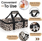 Insulated Casserole Carrier, Portable Casserole Carrier for Hot or Cold Food Lunch Tote Warmer or Cooler Bag, Lasagna Lunch Bag for Potluck Parties- Fits 9" x 13" Baking Dish-Leopard