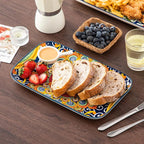 vancasso Serving Platters Set of 3, 16"/14"/12" Inch Rectangular Trays - Serving Platter Extra Large, Bohemian Ceramic Serving Dish for Entertaining Food, Microwave & Dishwasher Safe, Colorful