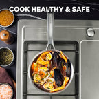 1 Quart Stainless Steel Saucepan with Lid, 6 Inch Hybrid Nonstick Sauce Pan,Small Cooking Pots,PFAS PFOA PTFE Free,Stay-Cool Handle, Dishwasher-Friendly, Oven-Safe,Compatible with All Cooktops