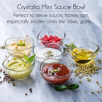 Volarium Mini Glass Prep Bowls Set of 6, 2 1/4 oz LEAD & CADMIUM FREE, Small Glass Spice Bowls for Cooking, Mise en Place, Finger Sauces, Tiny Ingredient, Transparent, Dishwasher & Microwave Safe