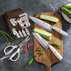 Cangshan L Series Knife Block Sets, Forged German Steel (12-Piece 4 Steak Knives, White)