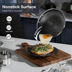 Non Stick Frying Pan Set, 8, 10 and 12-Inch Hybrid Non Toxic Fry Pan Skillet with Lids, Dishwasher and Oven Safe, Induction Ready, Silver Kitchen Cookware set (8-Piece Set)