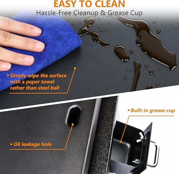 Hisencn Portable Griddle for Outdoor, Tabletop, Countertop, Kitchen, Tailgating, RV - Nonstick Camping Griddle 369 sq. in. 24000 BTUs Griddle for Gas Grill, 22 Inch with Hood, with Carry Bag