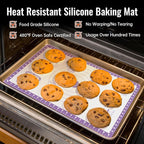 Non Stick Silicone Pastry Mat for Dough Rolling, Silicone Baking Mat for Bread, Cookie, Macaron, Pizza, Surdough, Non Slip Silcone Mat for Counter, Baking Suppliers with 10 Useful Recipes