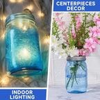 WELLIFE Wide Mouth Mason Jars,4 Pack Blue Mason Jars 32 OZ,Mason Jar for Decor Canning & DIY Crafts,Food Storage,Fermenting,Pickling,Meal Prep