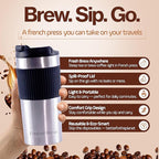 15oz Double Wall Stainless Steel Insulated French Press Coffee and Tea Maker - Portable Camping Tea, Coffee Mug and Tumbler (White)