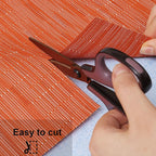 Myir JUN Placemats Set of 6, Vinyl Woven Placemats Place Mats Indoor Washable Table Mats Non-Slip Place mats for Dining Table (Orange, Set of 6)