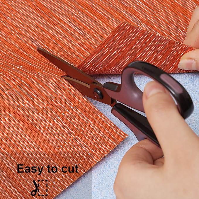 Myir JUN Placemats Set of 8, Vinyl Woven Placemats Place Mats Indoor Set of 8 Washable Table Mats Non-Slip Place mats for Dining Table (Orange, Set of 8)