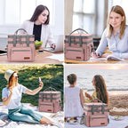 Maelstrom Lunch Bag Women,23L Insulated Lunch Box for Men Women,Expandable Double Deck Lunch Cooler Bag,Lightweight Leakproof Lunch Tote Bag with Side Tissue Pocket,Pink