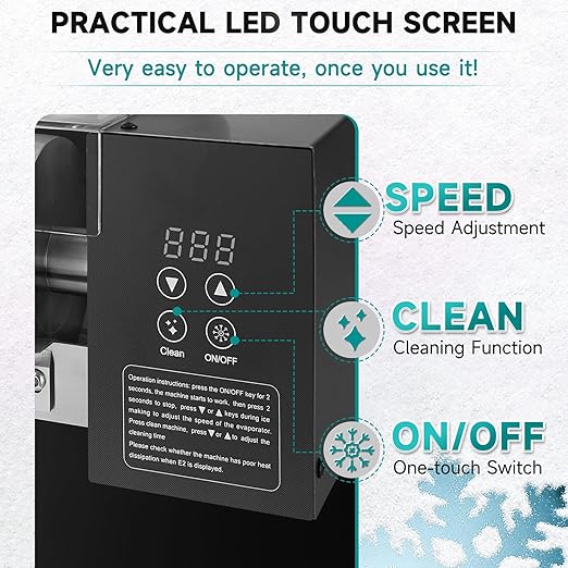 Snowflake Ice Machine, 485.0LBS/24H 1000W Shaved Ice Machine, Rapid Cooling, Food-Grade Stainless Steel Material, Snowflake Ice Maker for Dessert, Ice Cream, Suitable for Party＆Commercial Use