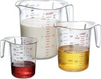 Amazing Abby - Melissa - Unbreakable Plastic Measuring Cups (3-Piece Set), Food-Grade Measuring Jugs, 1/2/4-Cup Capacity, Stackable and Dishwasher-Safe, Great for Oil, Vinegar, Flour, More