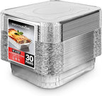 Stock Your Home (Set of 30) 9 x 13 Disposable Aluminum Pans with Lids - (30) Heavy Duty Foil Pans with Lids 9x13 (30) Foil Pan Covers, Food Catering Containers for Baking, Cooking, Heating, Storage