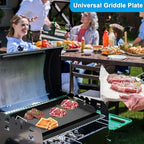25" x 16.5" Nonstick Carbon Steel Griddle for Gas/Electric/Charcoal Grills, Universal Flat Top Griddle for Weber Charbroil Camp Chef, Griddle Plate with Grease Groove for Parties, Camping, Tailgating