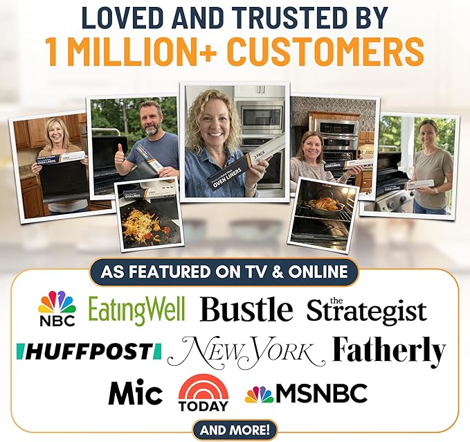 Oven Liners for Bottom of Oven - 2 Pack Large Heavy Duty Mats, 17”x25” Non-Stick Reusable Liner for Electric, Gas, Toasters, Grills - BPA & PFOA Free Kitchen Accessory to Keep It Clean (Silver)