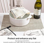 LEXMORE Placemat Set of 4 Vinyl/Plastic Woven Place Mats for Kitchen Table Indoor/Outdoor Washable Placemat Wipeable Dining Table Mats(Caramel)