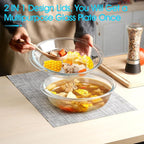 Mini-9 inch (60 OZ) Round Glass Casserole Dish With Lid, Round Oven Safe Glass Bakeware with Handles （1.9 QT）