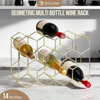 Countertop Wine Rack-14 Bottles Gold Wine Rack-No Assembly Required-3 Tier Tabletop Wine Bottle Holder for Cabinet