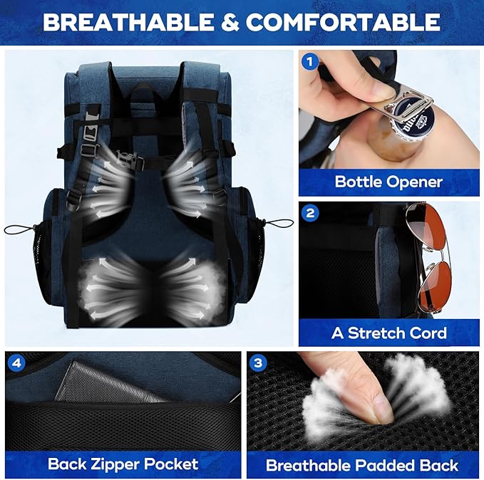 Maelstrom Backpack Cooler,Soft Lightweight Leakproof Cooler Backpack,50 Can Insulated Cooler Bag,Keeps 50 Cans Hot/Cold for Up to 16 Hours,Waterproof Lunch Backpack for Men Women-Blue