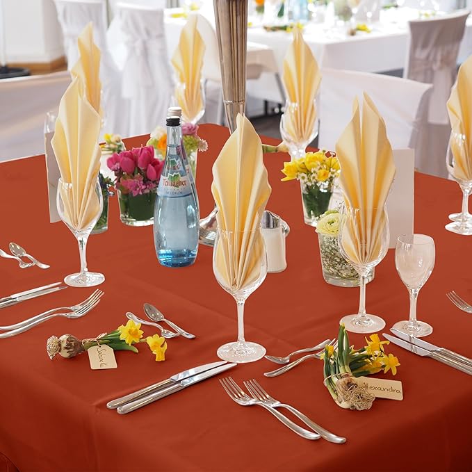 Fitable 6 Pack Rust 70?0 Inch Square Tablecloth - Stain Resistant and Washable Table Cover, Polyester Fabric Table Cloth for Wedding, Party, Banquet, Formal Events