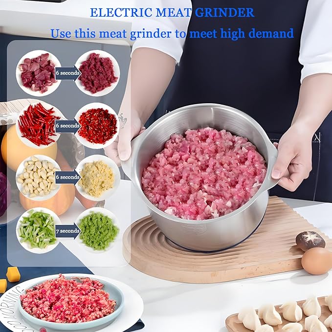 Electric Food chopper, Food Processors, Meat Grinder, 800W, 18/10 Stainless Steel, 3L Capacity,Vegetable Chopper,5-key Buttons,Quadruple-Layer 4 Blades,Suitable For Food processing and Chopping