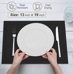 Ruvanti Linen Placemats Set of 6-13x19 Inch, Classic Hemstitch, Heat ‎Resistant Machine Washable Place Mats, Soft & Elegant- Perfect for Christmas, ‎Thanksgiving, Easter, Weddings, Dinner - Black