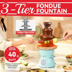 3 Tier Mini Chocolate Fountain Machine, Easy to Use & Clean, Great for Parties, Events & Weddings, 22 Oz Capacity, Aqua