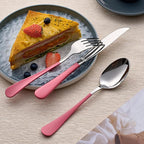 20-Piece Pink Silverware Set 18/0 Stainless Steel Silverware Set Pink Handle Cutlery Set Service for 4 Dinner Knives Forks Spoons Set Flatware Set Finish Dishwasher Safe