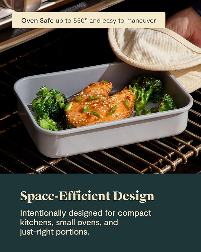 Caraway Nonstick 9” x 6.5” Small Rectangle Baking Pan Duo – Non-Toxic, PTFE & PFOA Free – Aluminized Steel Core – Deep Ceramic Baking Pan for Casseroles, Lasagna & More - Perracotta