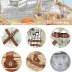 ZORMY Wicker Picnic Basket for 2 Person, Willow Hamper Basket Sets with Insulated Compartment, Handmade 2 Person Picnic Basket for Camping - Flower