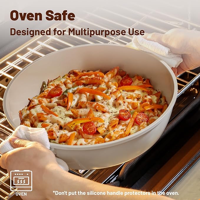 SENSARTE Ceramic Nonstick Cookware Set Non-toxic Healthy Pots and Pans Set Ceramic Coated Kitchen Cooking Set, Free of Intentionally Added PFAS/PTFE, Dishwasher&Oven Safe, Induction Compatible, 15pcs