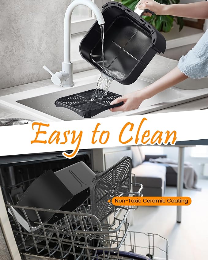 Nuwave Brio Plus 6-in-1 Air Fryer, 7-Qt Large Capacity, 50°F–400°F Precise Temp Control, Non-Toxic PFAS-Free Nonstick, Air Fry, Bake, Roast, Toast, Dehydrate, Reheat, 100 Presets, Dishwasher Safe