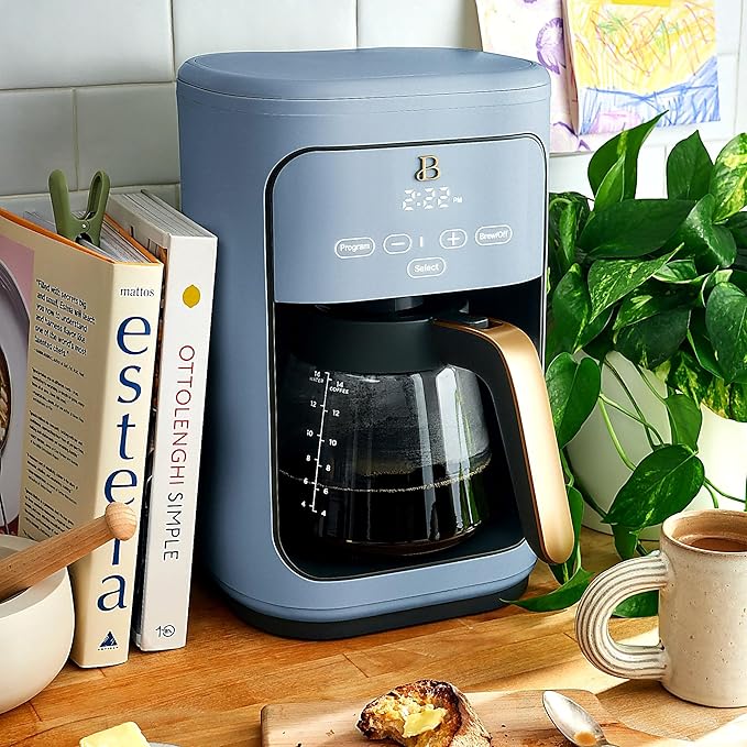 Beautiful Large Capacity 14-Cup Programmable Coffee Maker with 1-4 Cup Mode & Charcoal Filter by Beautiful (Cornflower Blue)