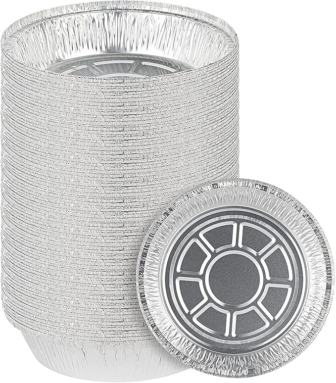 Mr Miracle Pack of 50 Disposable Aluminum Foil Pans –6 Inch Circular Aluminum Pans, Ideal for Baking, Storing, Heating, Serving, BBQ - Round Foil Pans