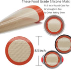 Silicone Baking Mats, 2 PCS Round Silicone Mats for 9 Inch Cake Pan, Non-Stick Reusable Cookie Sheet Liners for Baking Pans for Cake/Bread/Pizza/Macaron/Pastry/Cookie/Bun/Pie