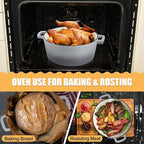 P&P CHEF 5Qt Dutch Oven Pot for Bread Baking (Gray), 2 In 1 Round Cast Iron Dutch Oven with Lid Set, Skillet & Pot for Roasting Braising Stewing Frying Simmering, Multi Stoves & Oven Safe