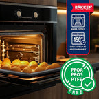 BAKKEN Kitchen Baking Pans - Small, Medium, and Large Cookie Pan (13.58×9.65, 15.75×11, 17.91×12.60), Nonstick, Diamond Texture Bottom, PFOA, PFOS, PTFE Free, Oven Safe (450°F), Pack of 3, Gray Marble